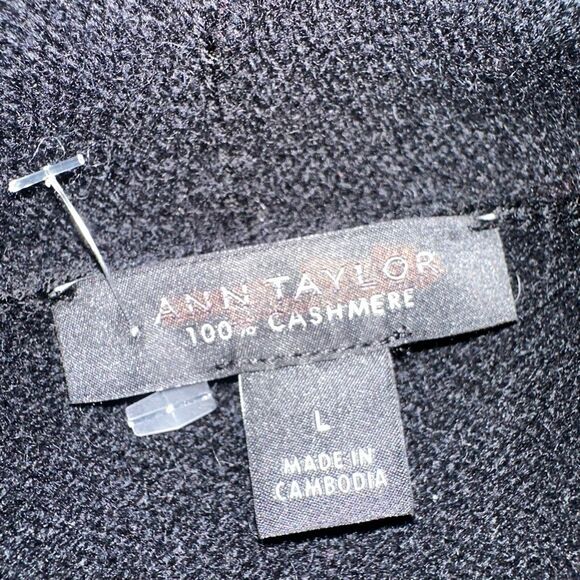 Ann Taylor $298 Cashmere Shawl Collar Wrap Sweater Black Women’s L NEW - Picture 4 of 5